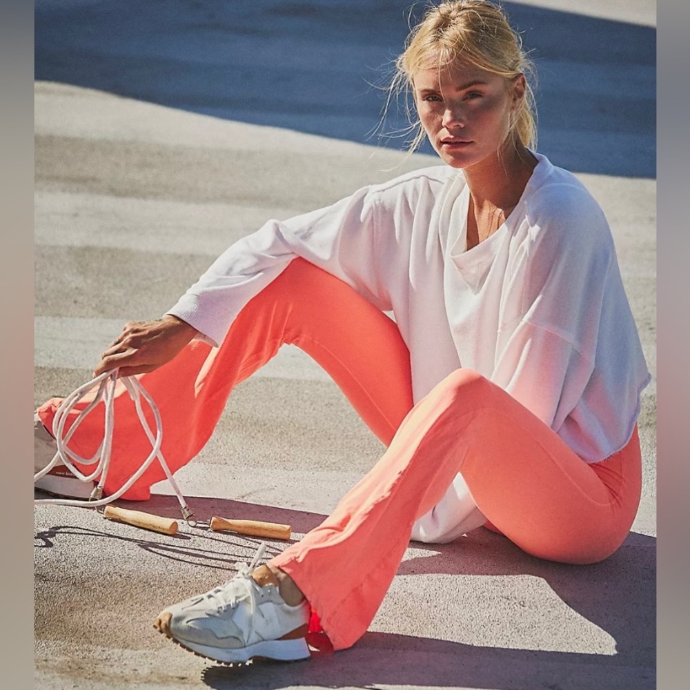 NWT free people good karma flared yoga butter soft flare neon coral leggings